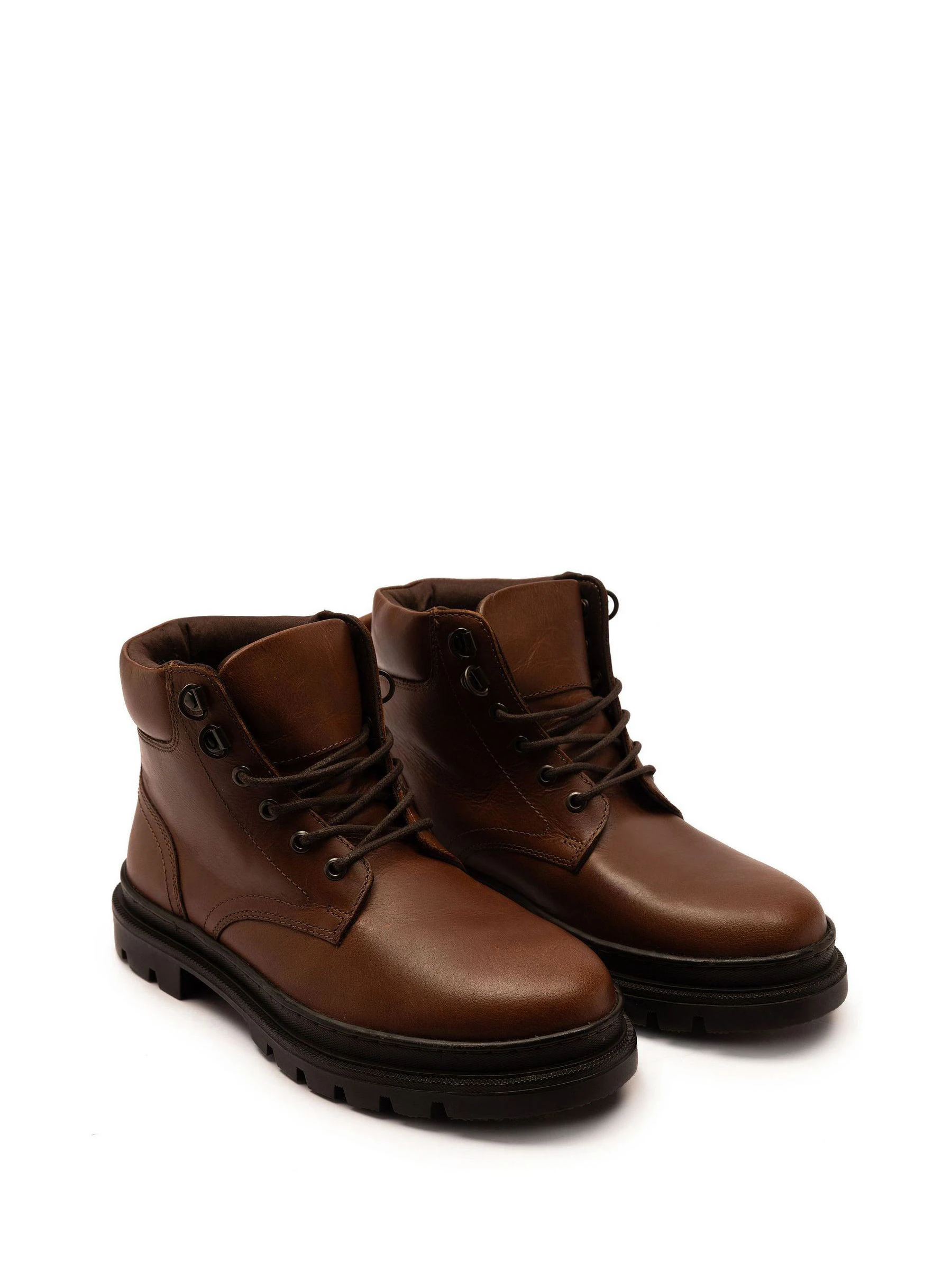 Bruin - Off The Hook Jones Leren Vetersluiting Casual Enkelboots
