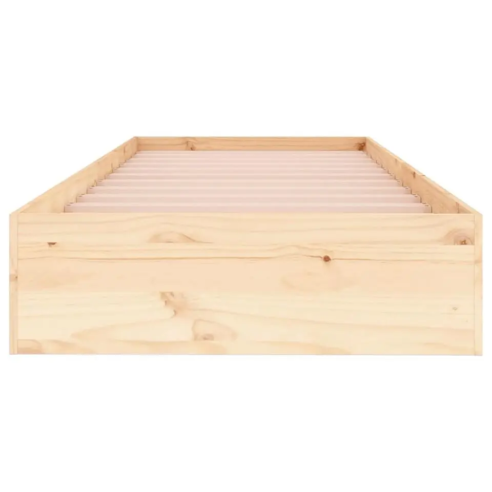 vidaXL - Bed frame met lattenbodem - Naturel - Massief hout - 75x190 cm