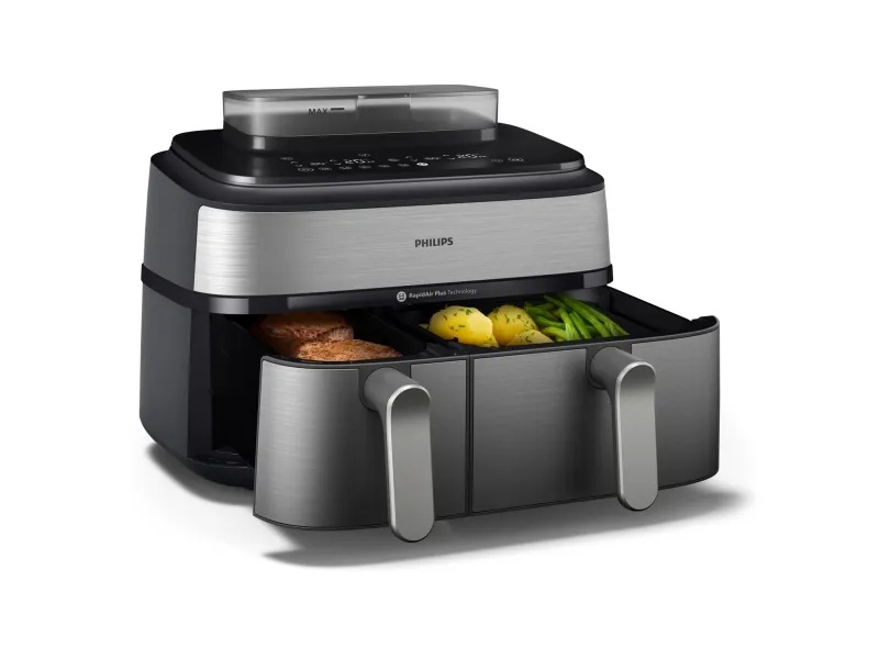 Philips Series 5000 NA555 - Dobbelt varmluftssteger - 9 liter - 2.75 kW - sølv