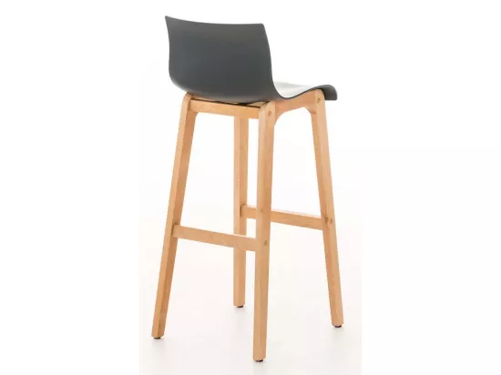 Lot de 2 Tabouret de bar - Bois & Bois - Gris - Hover