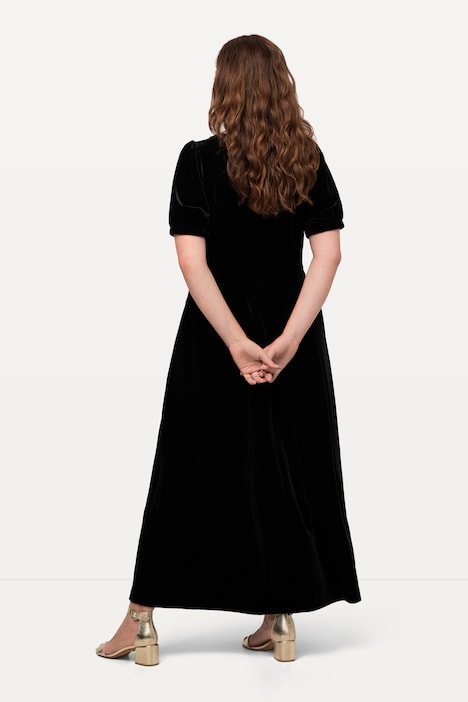 Trachten-Samtkleid, Prinzessnähte, Rundhals, Halbarm