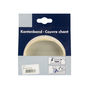 Rechtkant strijkband wit 23 mm 2,5 meter
