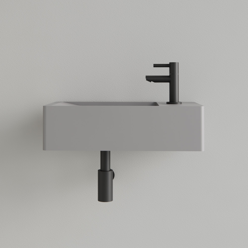 Sanigoods Luko fontein 40x22cm rechts met kraangat leigrijs