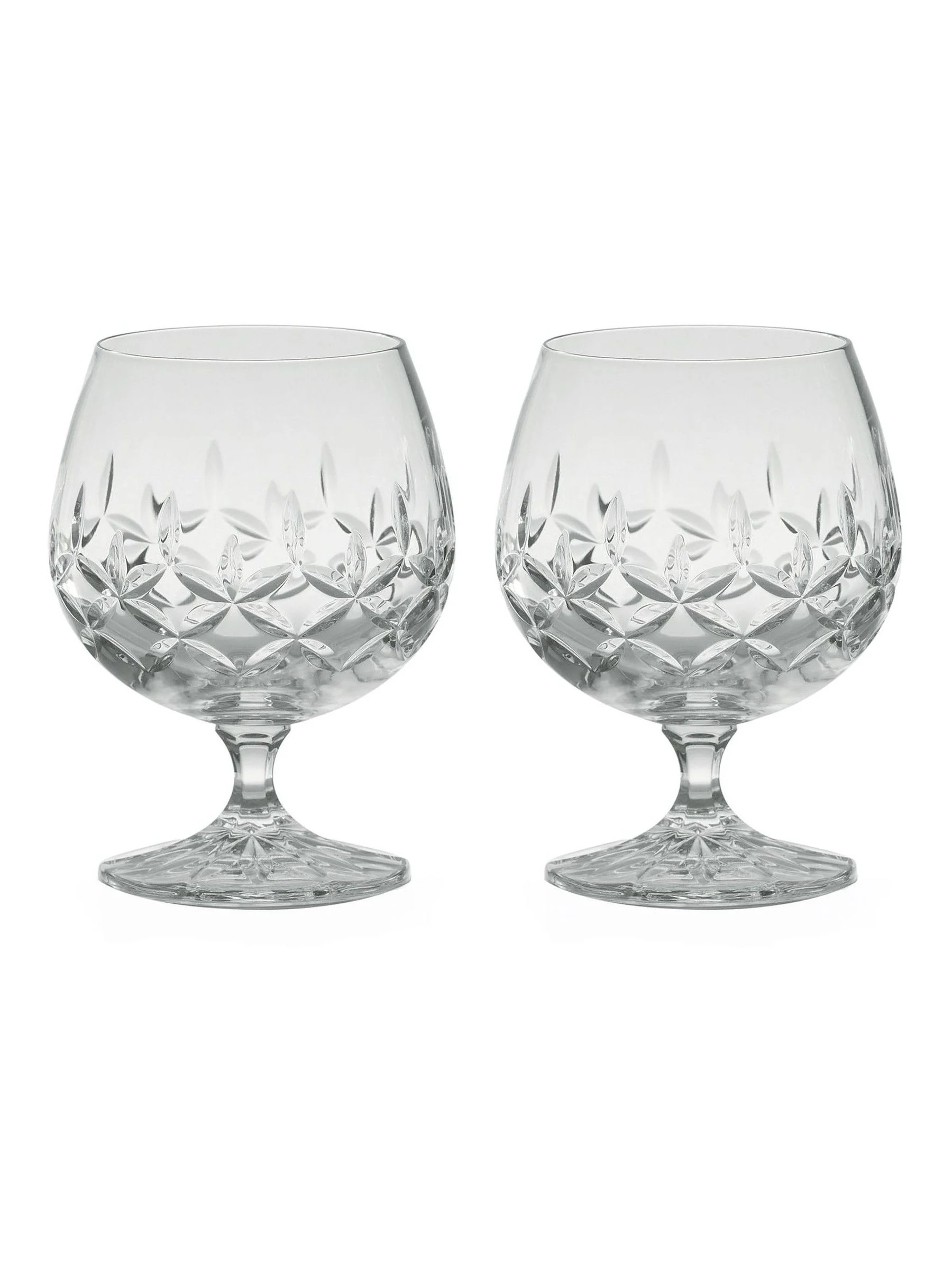 The DRH Collection Set of 2 Dorchester Brandy Rum Glasses Fully Cut