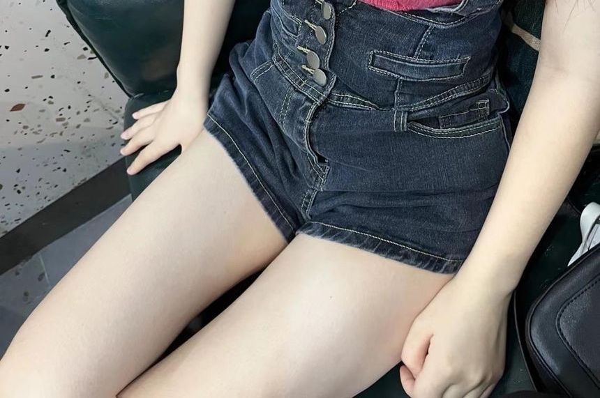 Fanoy - Gewassen denim jumper shorts