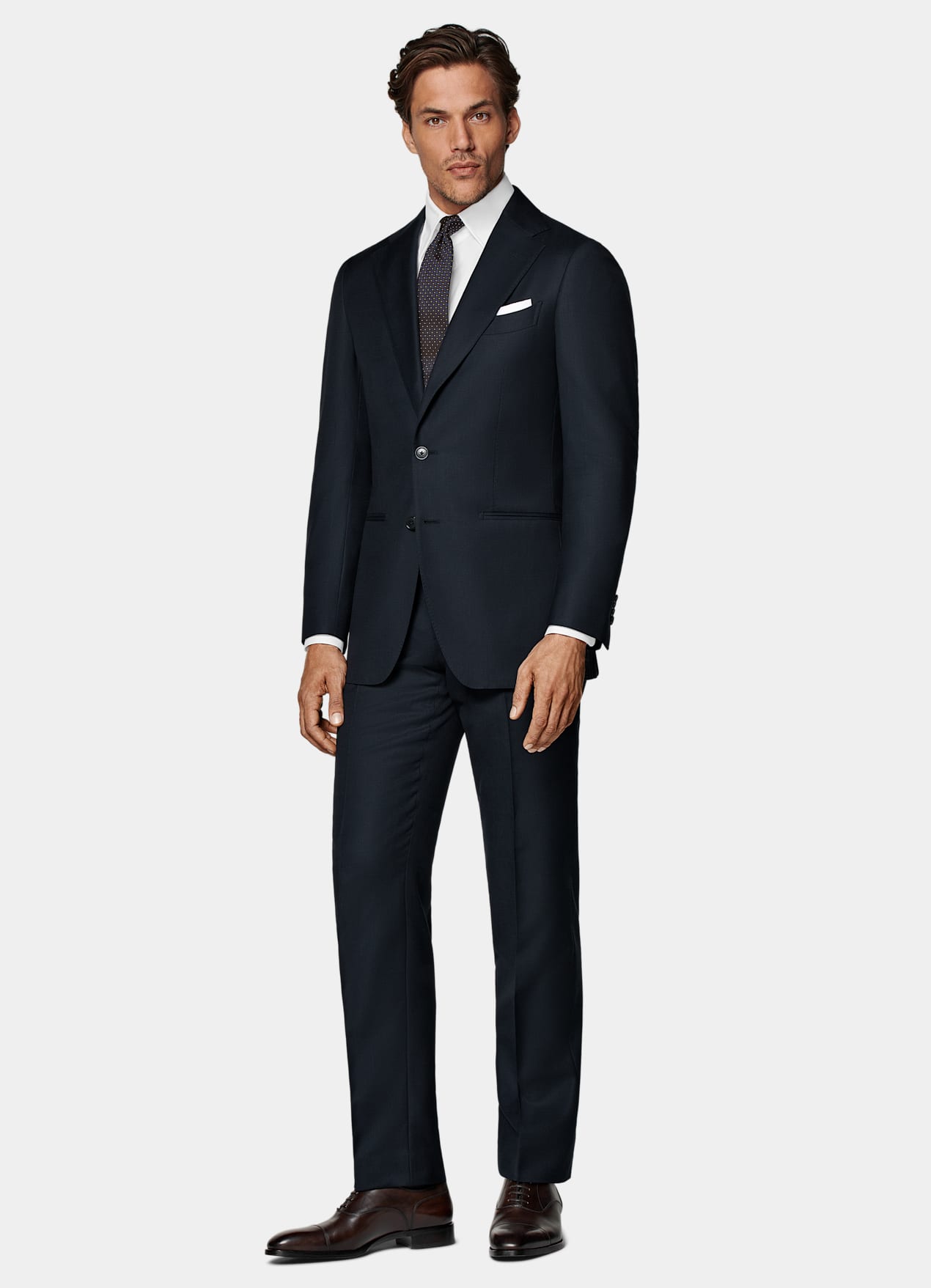 Pantalon de costume Slim Leg Straight bleu marine œil-de-perdrix