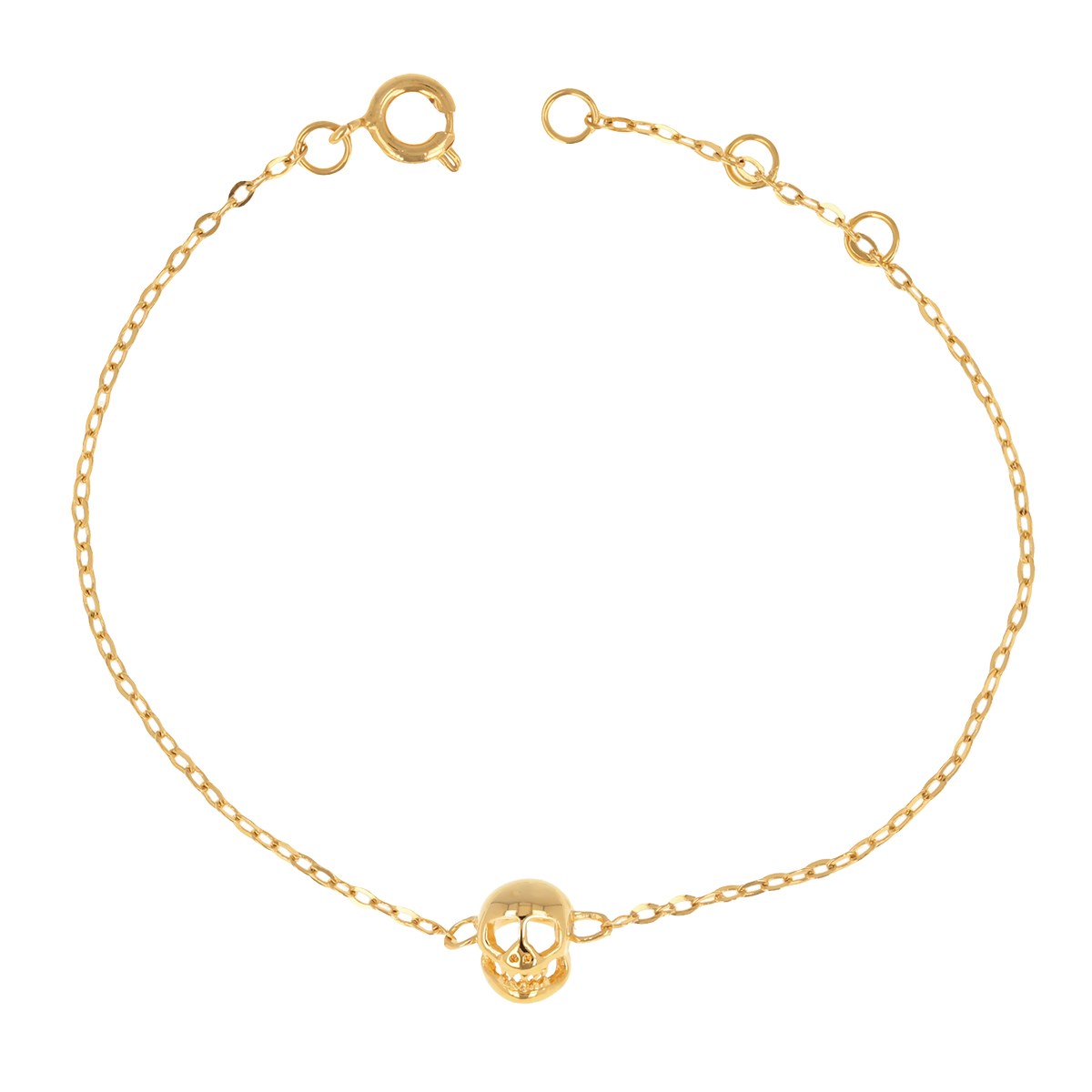 Bracelet plaqué or tête de mort 15cm+3cm