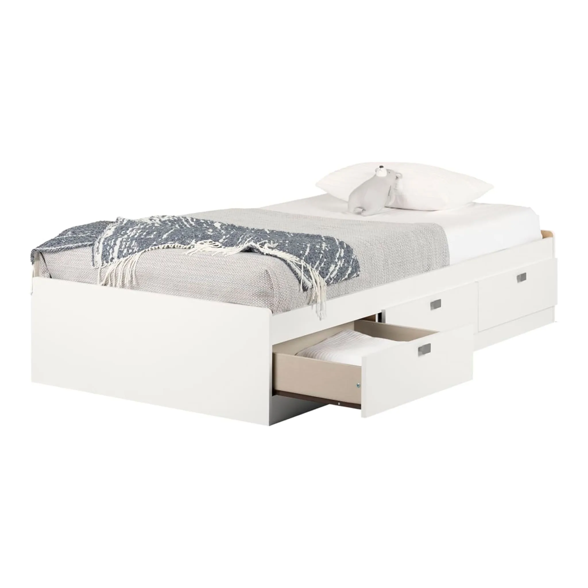 South Shore Lit Matelot Simple 3 Tiroirs Spark - Blanc Solide