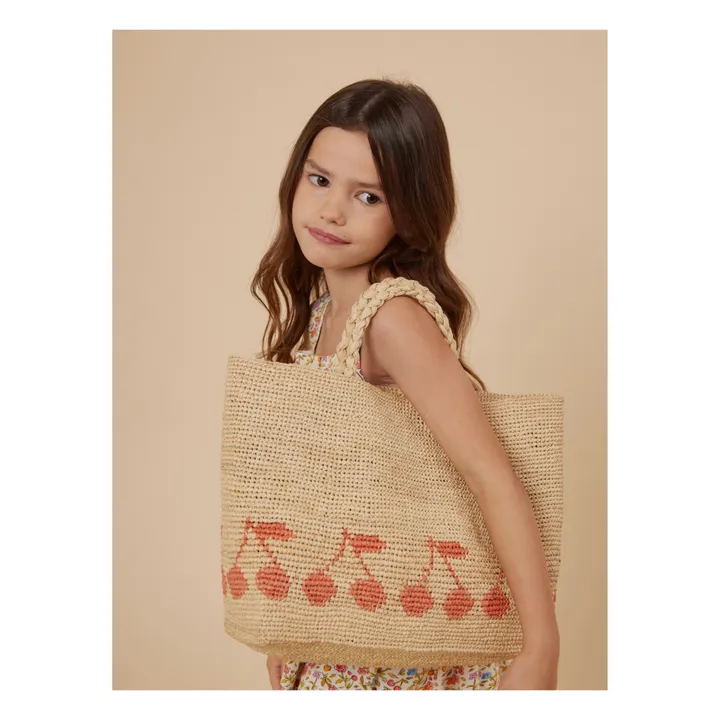 Bonpoint Sac en Raphia Cerises Fama | Beige