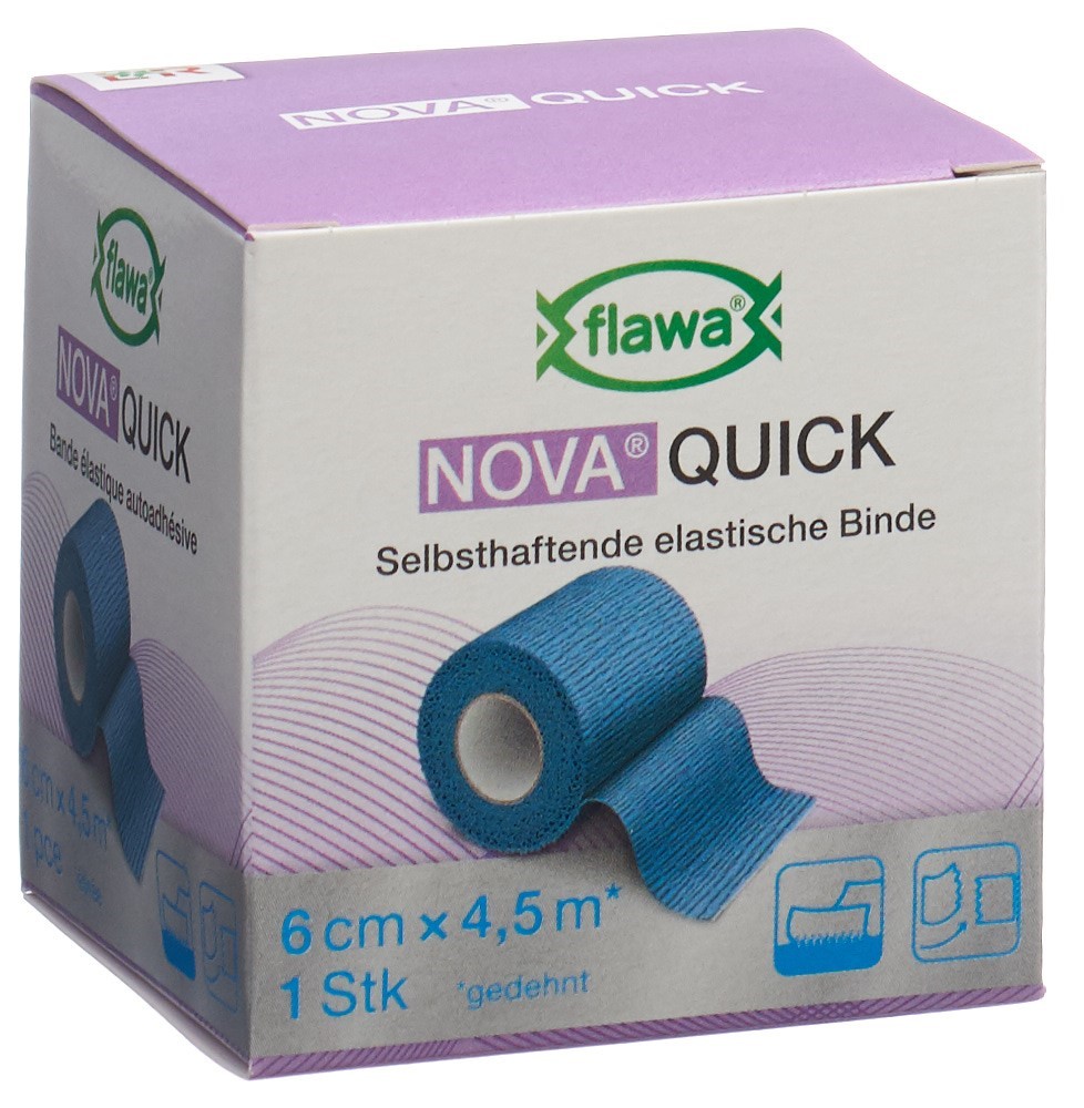FLAWA Quick kohäsive Reissbinde 6cmx4.5m blau 1 Stk