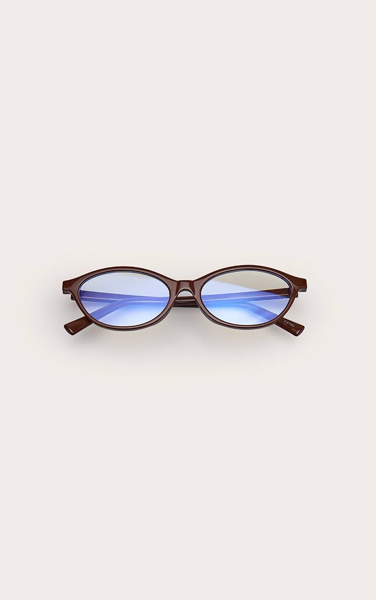 Chocolat Lunettes De Lecture Ovales Fines Anti-lumière Bleue
