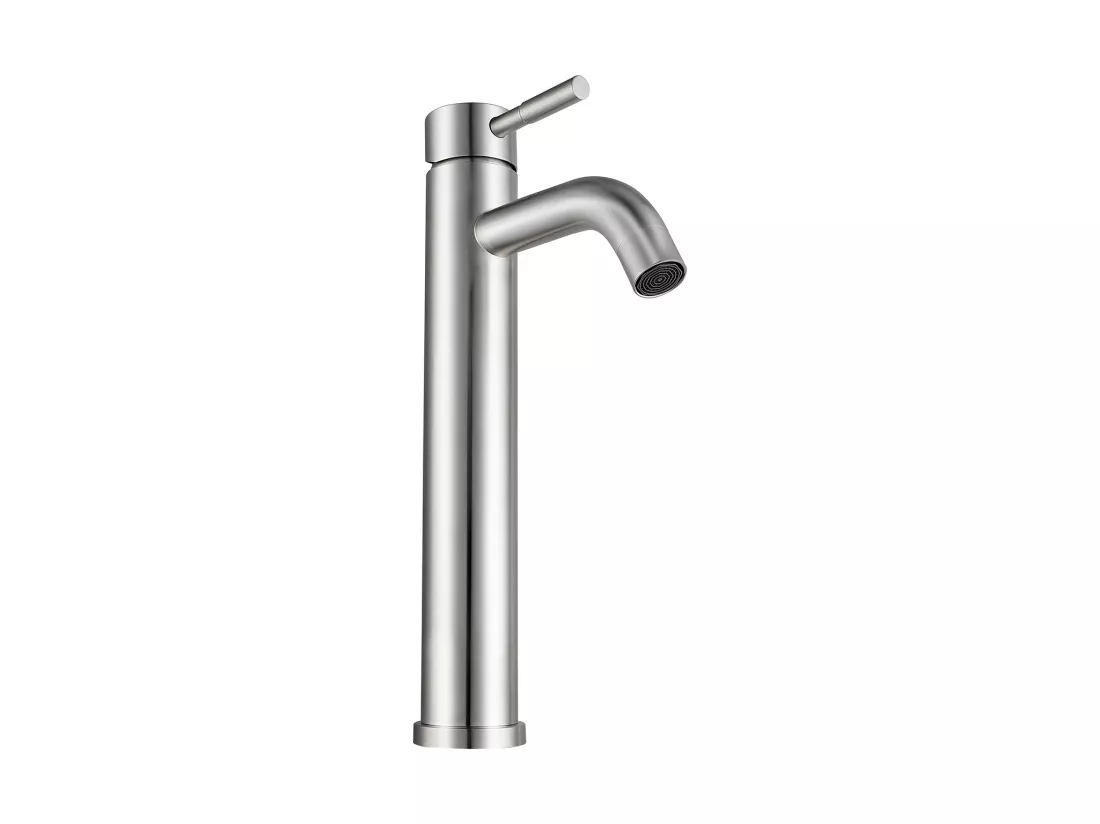 Robinet mitigeur mécanique arrondi en inox - Coloris nickel brossé - H29,6 cm - SALAVAN