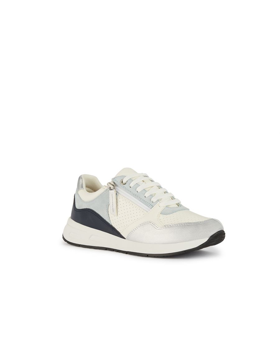 Baskets cuir blanc bleu