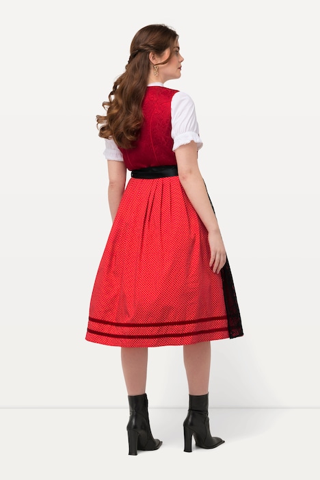 Dirndl, Spitzenschürze, Carree-Ausschnitt, ärmellos