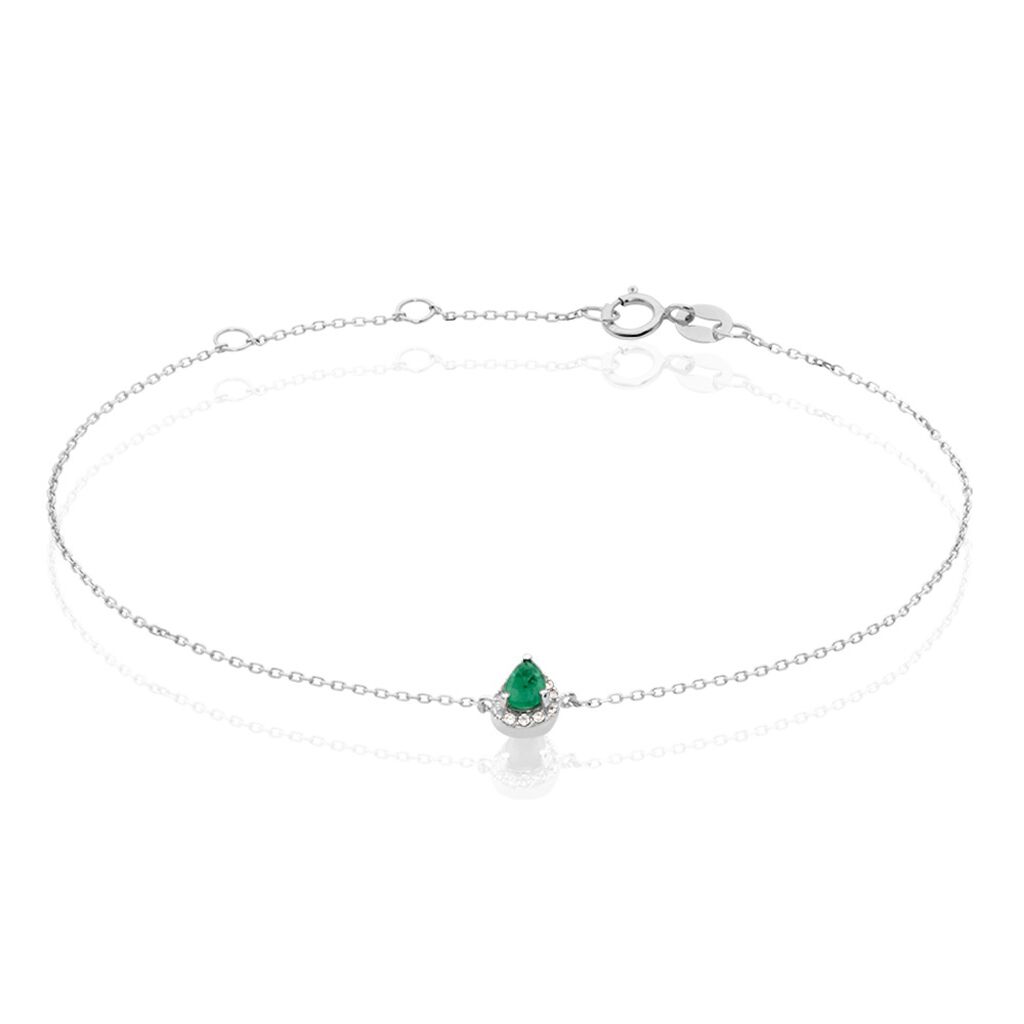 Bracelet Juliettina Or Blanc Emeraude Et Diamant