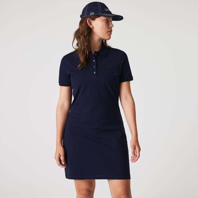 Robe polo en piqué de coton stretch Robes & Jupes - Bleu - Lacoste - Femme