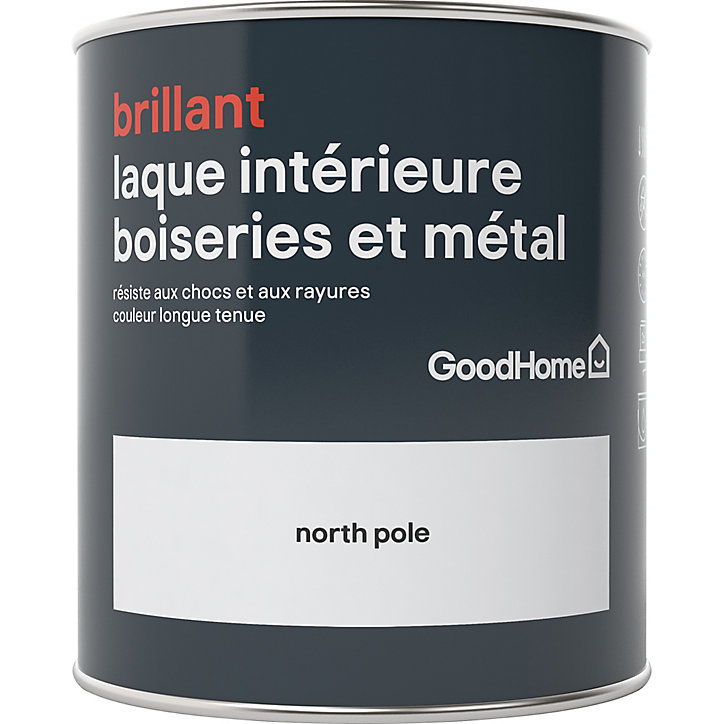 Laque boiseries et métal GoodHome North Pole Brillant 0,75L
