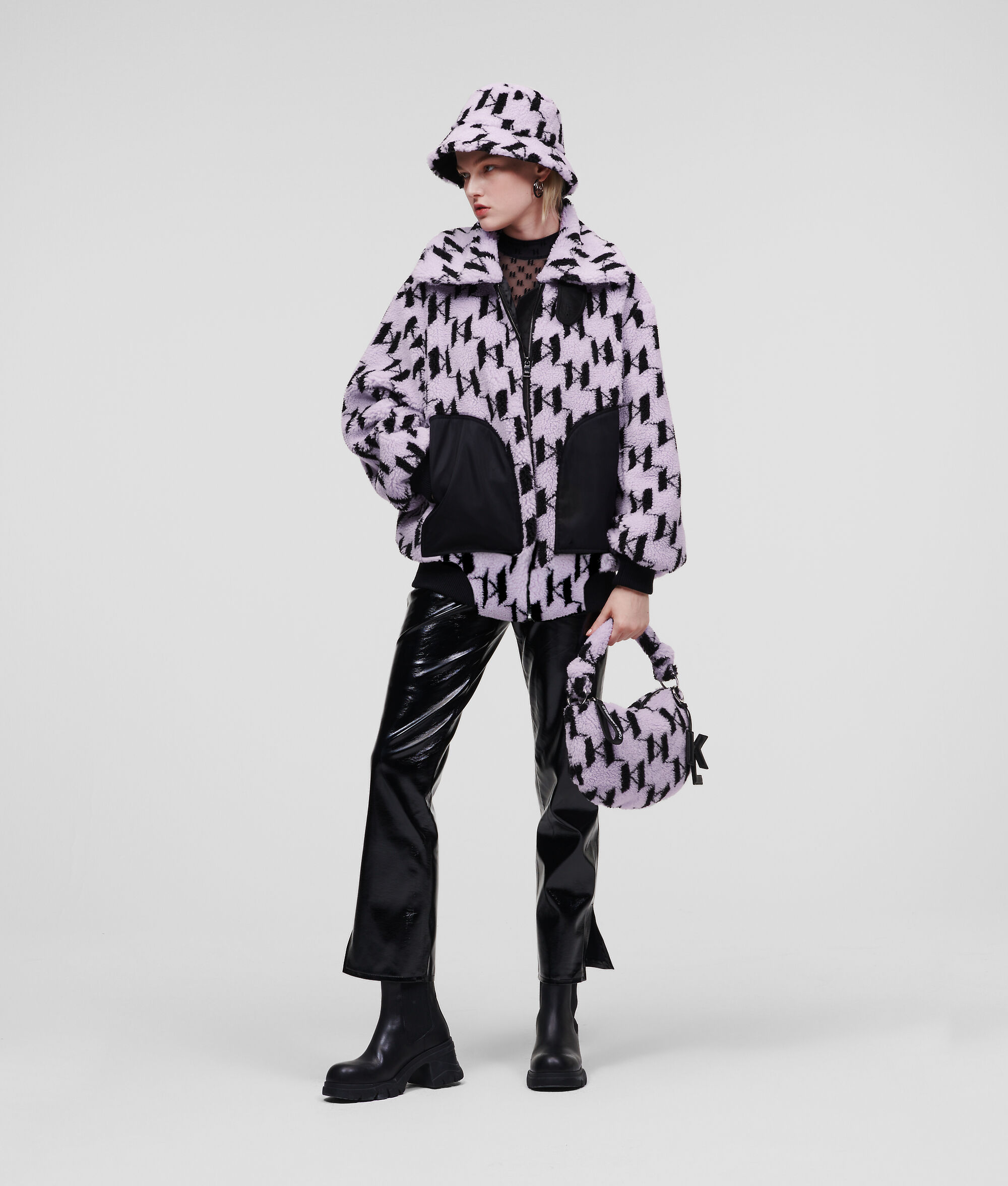 BLOUSON AVIATEUR KL MONOGRAM EN FAUSSE PEAU DE MOUTON