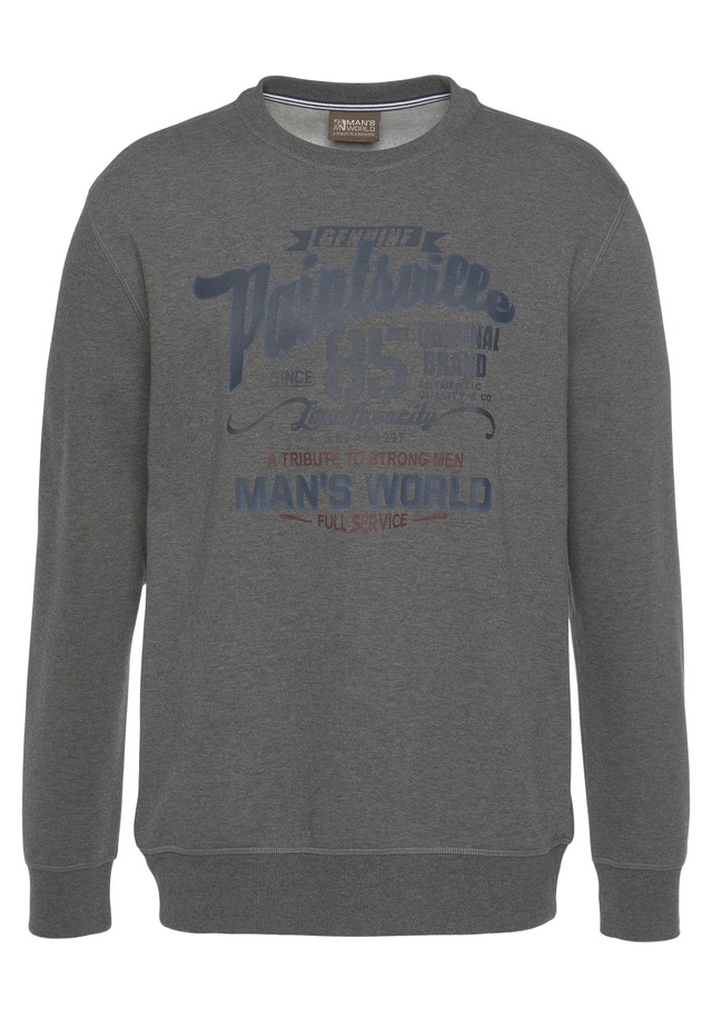 Man's World Sweatshirt , Langarm,  lässiger Print,  Rundhals,  aus Baumwollmischung