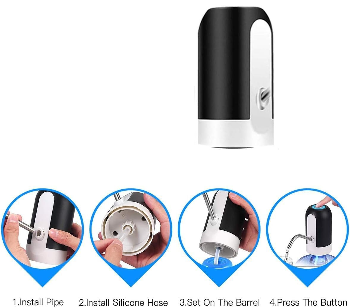 (13x7cm) Automatischer USB Flaschen Wasserspender Portabler Getränke Wasserhahn Gallonen Pumpe Dispenser - Schwarz