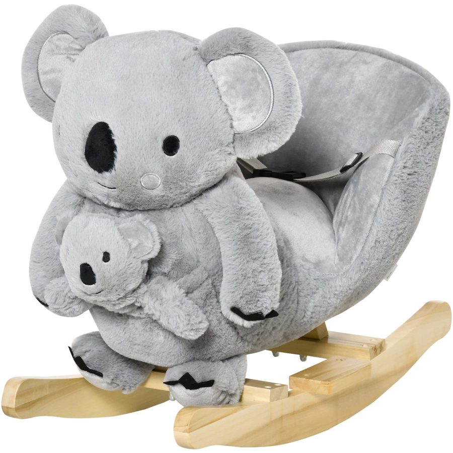 HOMCOM Schaukeltier Spielzeug, Triceratops, Koala Grau