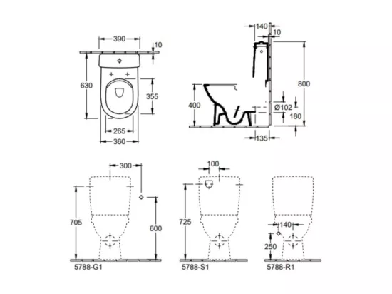 WC à poser compact sans bride VILLEROY ET BOCH O.novo avec abattant