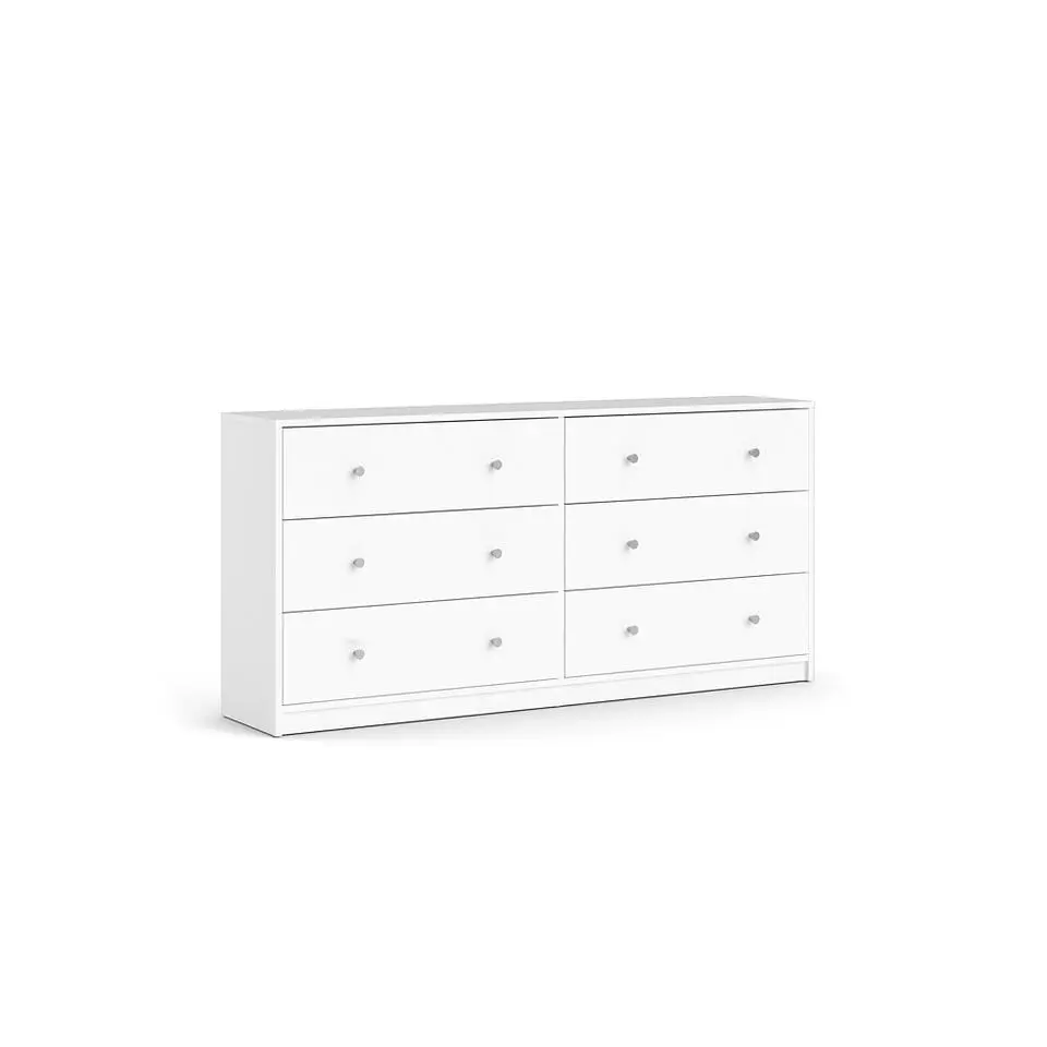 Hioshop Maria kommode breed met 6 lades- wit