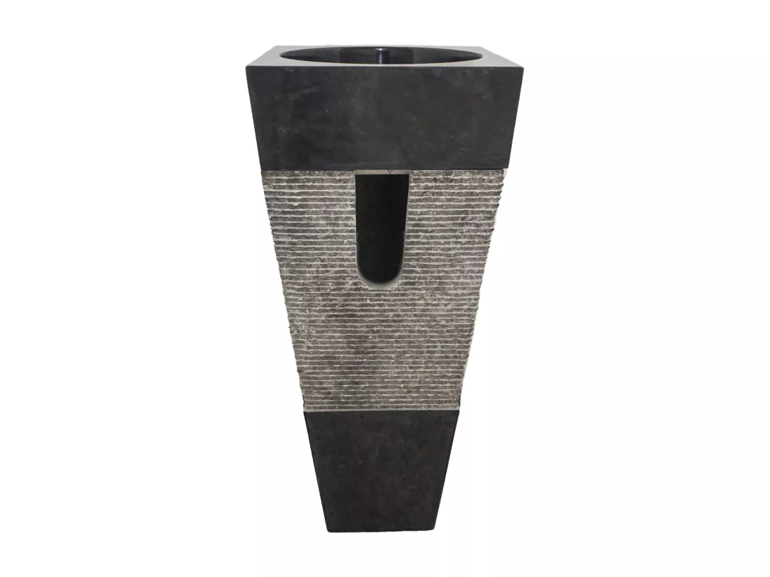 Vasque sur pied en marbre MIDO - Couleur Noire et grise