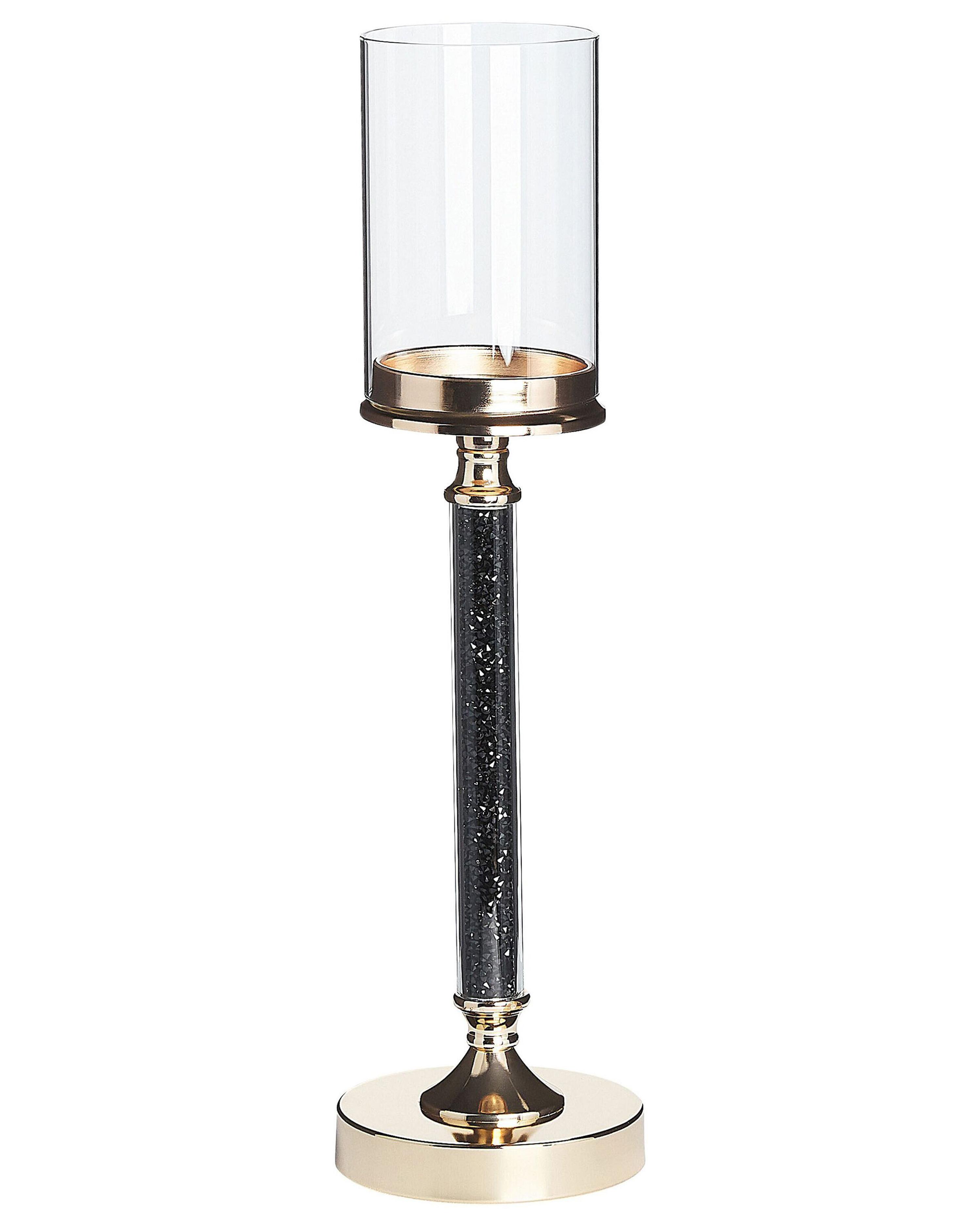 Kaarshouder ABBEVILLE Glas 48 cm Zwart