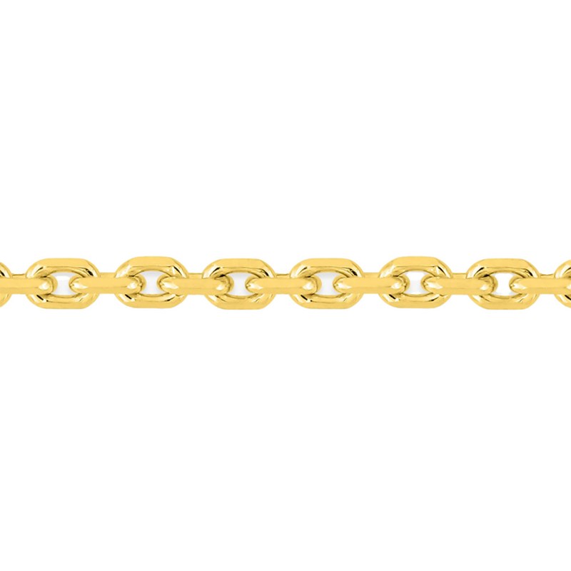Chaîne mixte 40 cm - Maille Forçat diamanté - Or 18 Carats - Largeur 2.55 mm