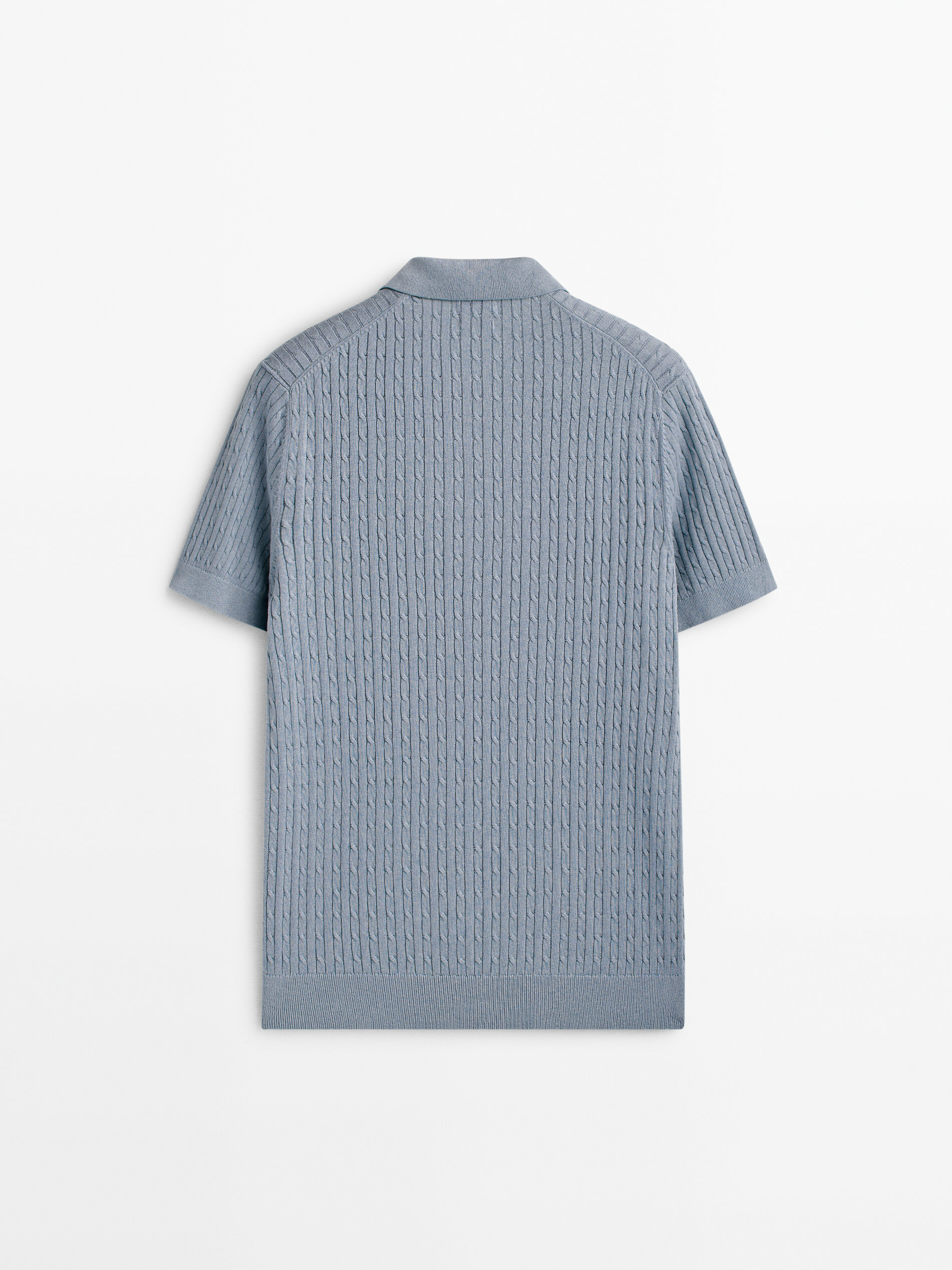 Camisa polo de malha trançada - AZUL