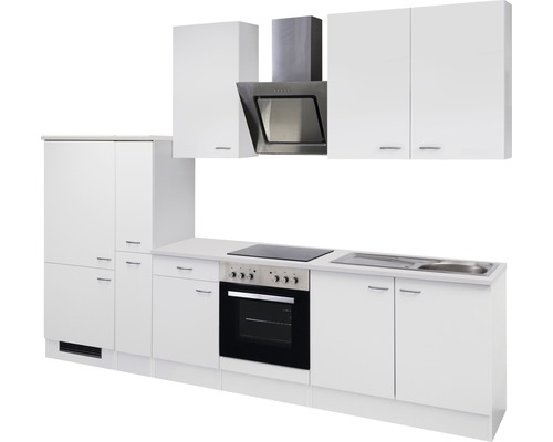 Flex Well keukenblok met apparatuur Wito 300 cm wit mat gedemonteerd, omkeerbare uitvoering 00010056