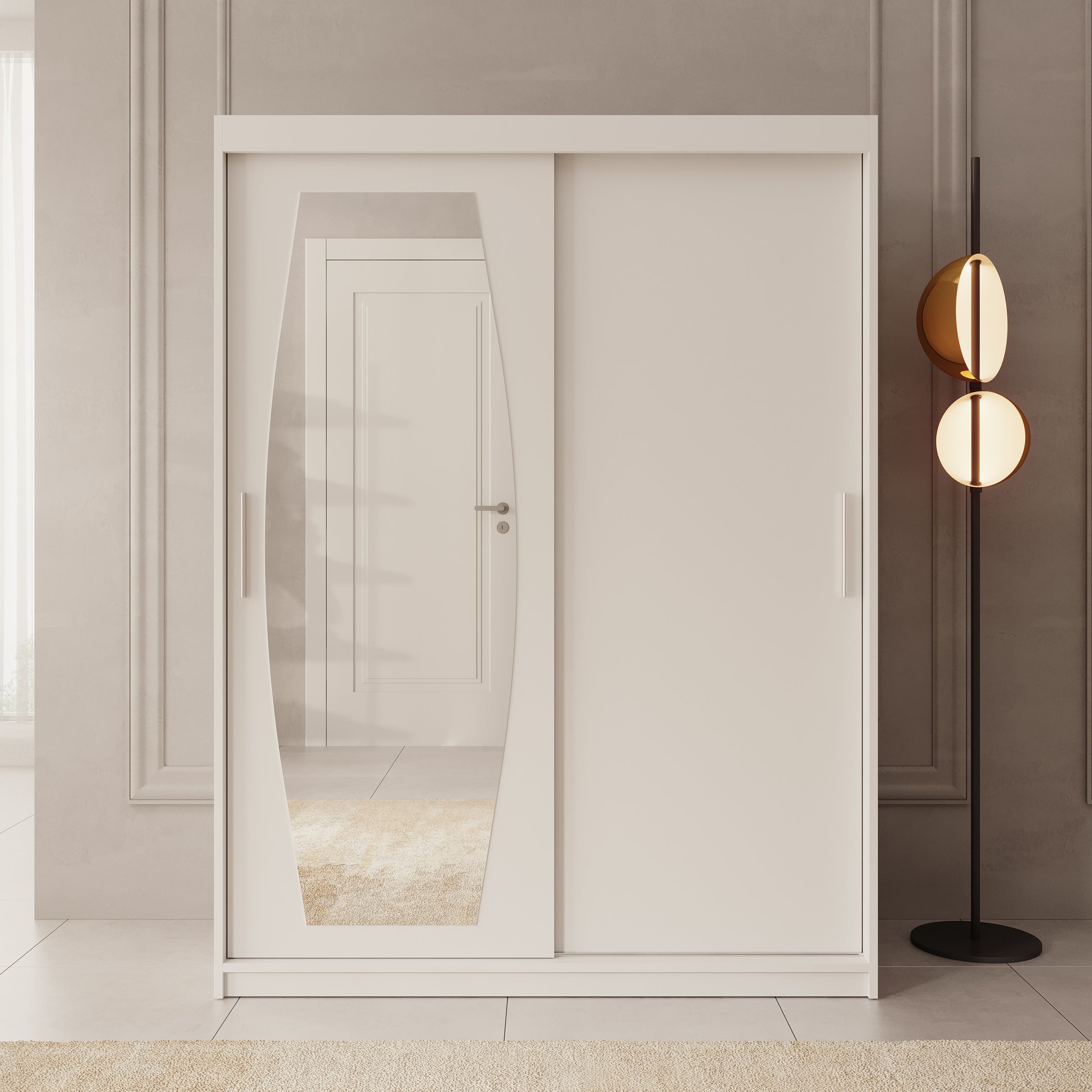 Azai - Kledingkast met schuifdeuren - Wit - 150x62x200 cm