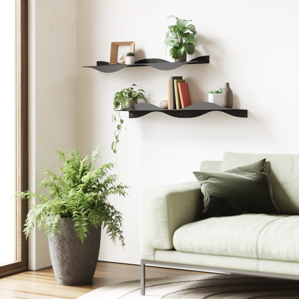 Wandplank Surf zwart - set van 2