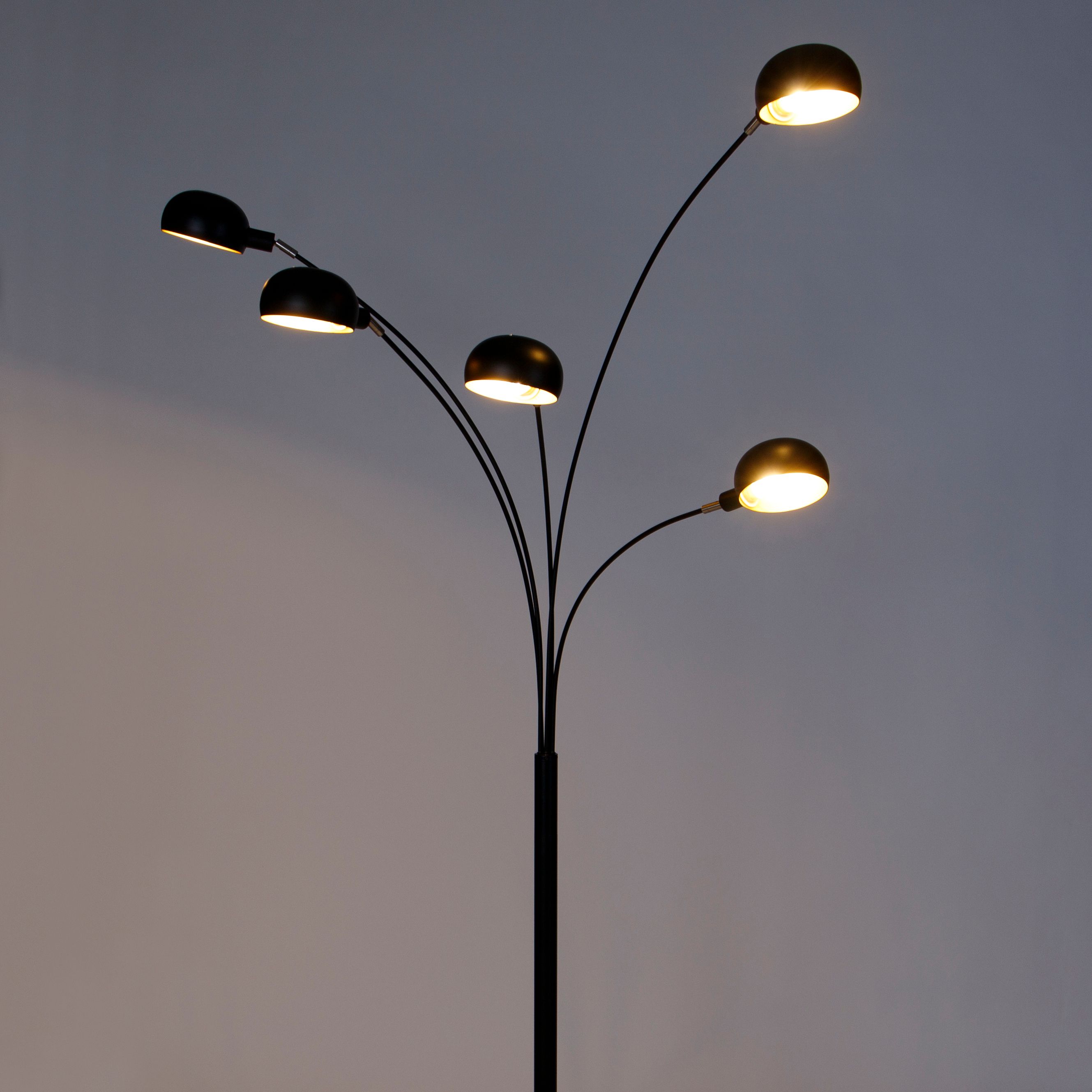 Design vloerlamp zwart 5-lichts - Sixties