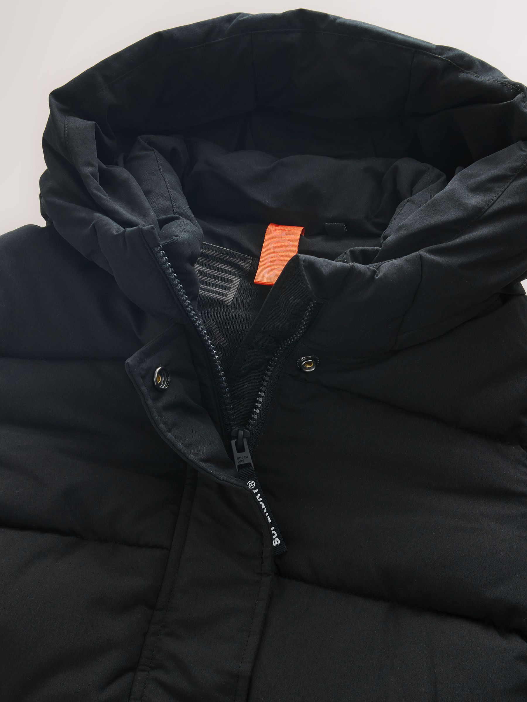 Zwart - Superdry - Lange gewatteerde jas