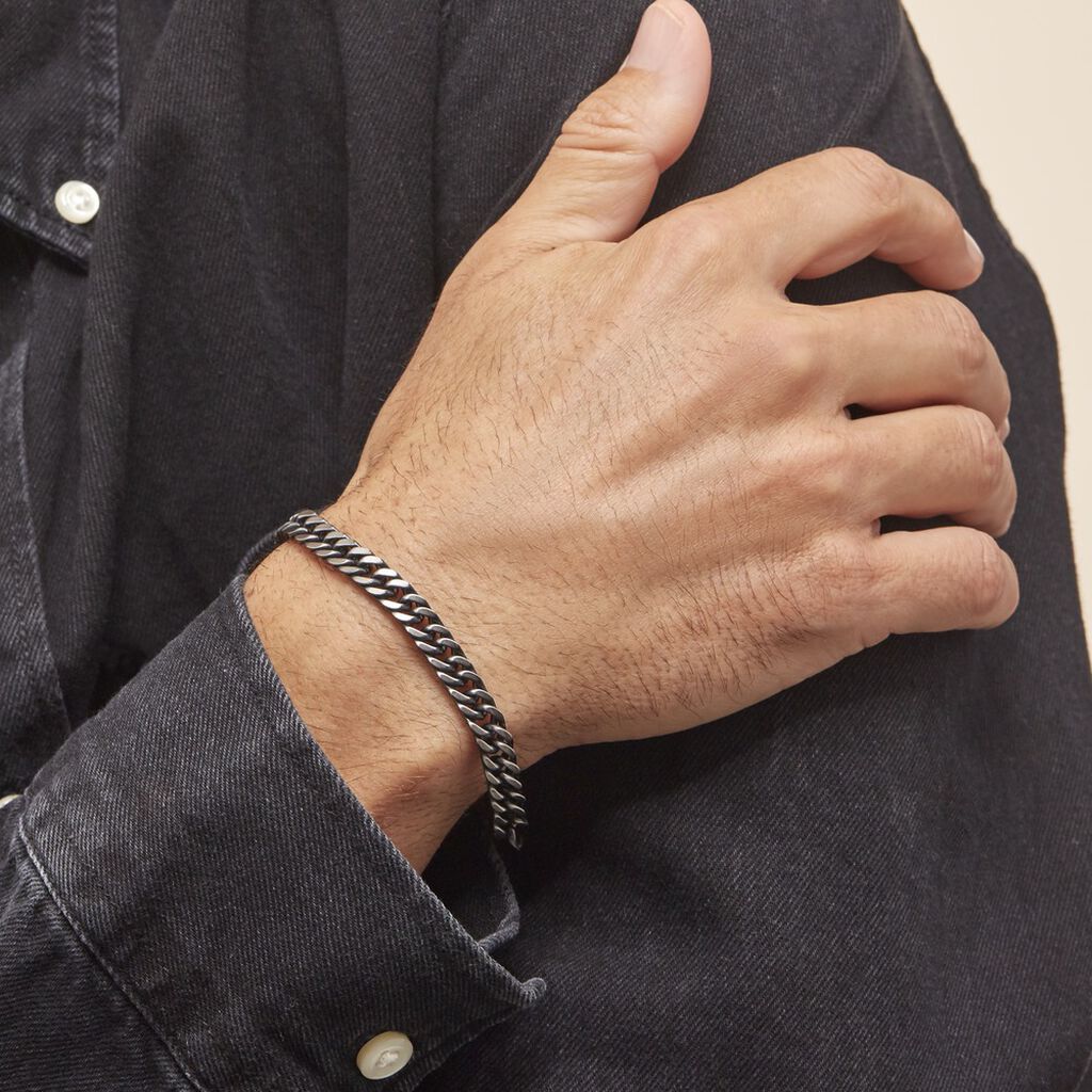 Bracelet Acier Noir Et Gris Cristiano