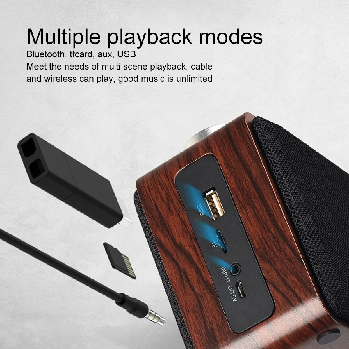 Universal Haut-parleur Bluetooth en bois de noyer