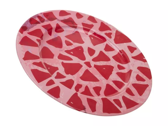Assiette en métal rose d33x1,5h