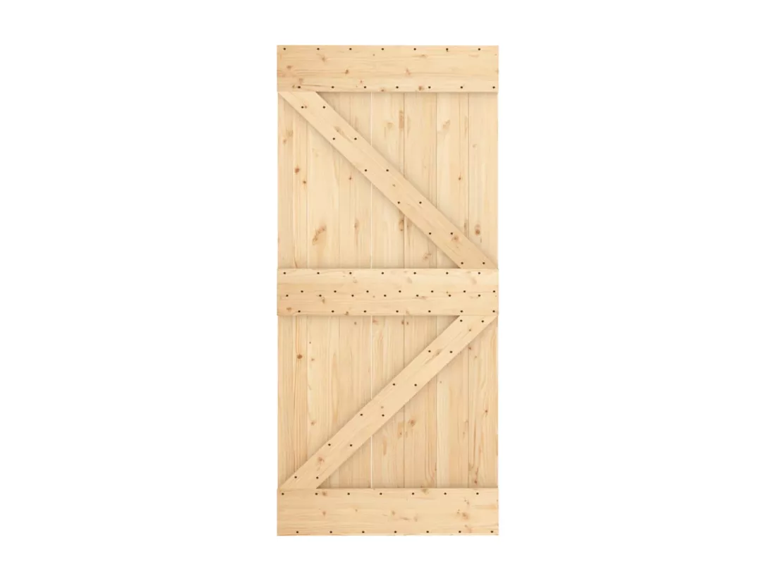 Porte coulissante et kit de quincaillerie 95x210 cm pin massif