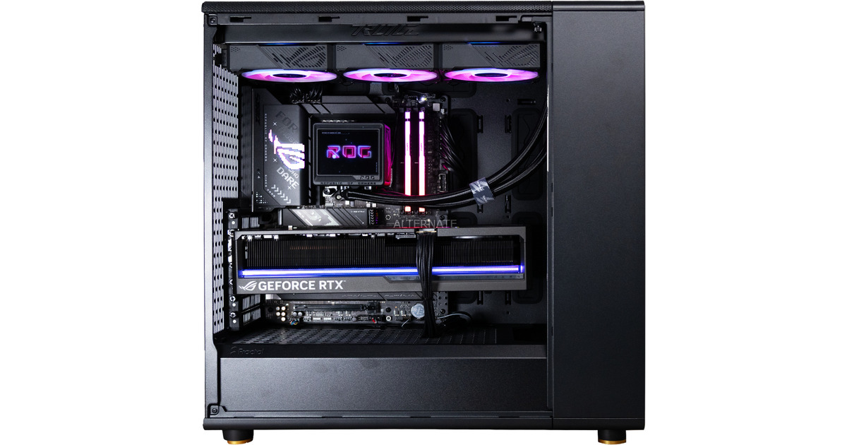 ALTERNATERyzen 9 - RTX  5080 Gaming pc Powered by ASUS  (Zwart/houtkleur | R9 9950X3D | RTX 5080 | 64 GB | 2 TB SSD)