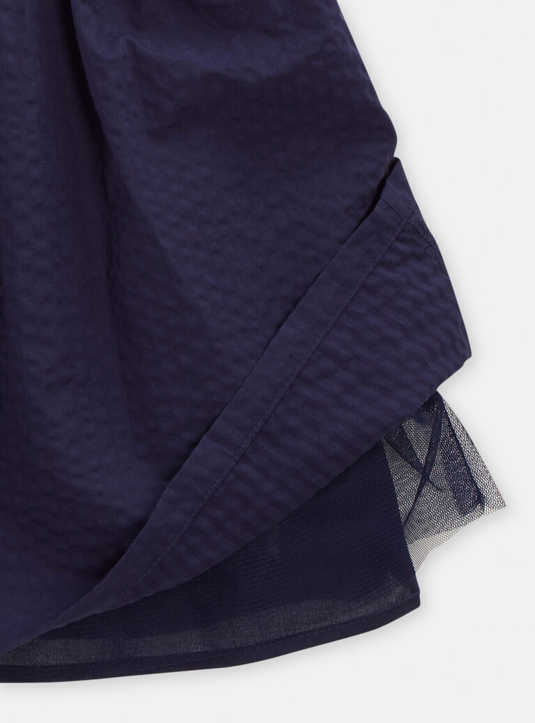 Robe bleu foncé avec sequins et dos échancré pour fille