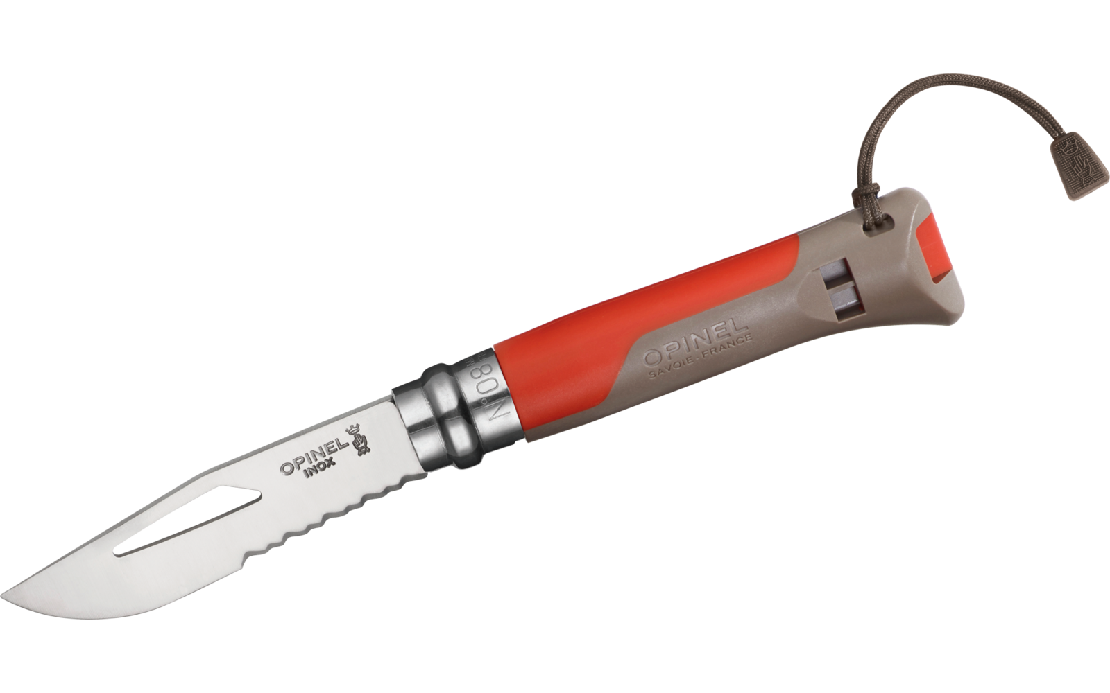 Opinel N°08 Outdoor Taschenmesser mit Signalpfeife Klingenlänge 8,5 cm grün