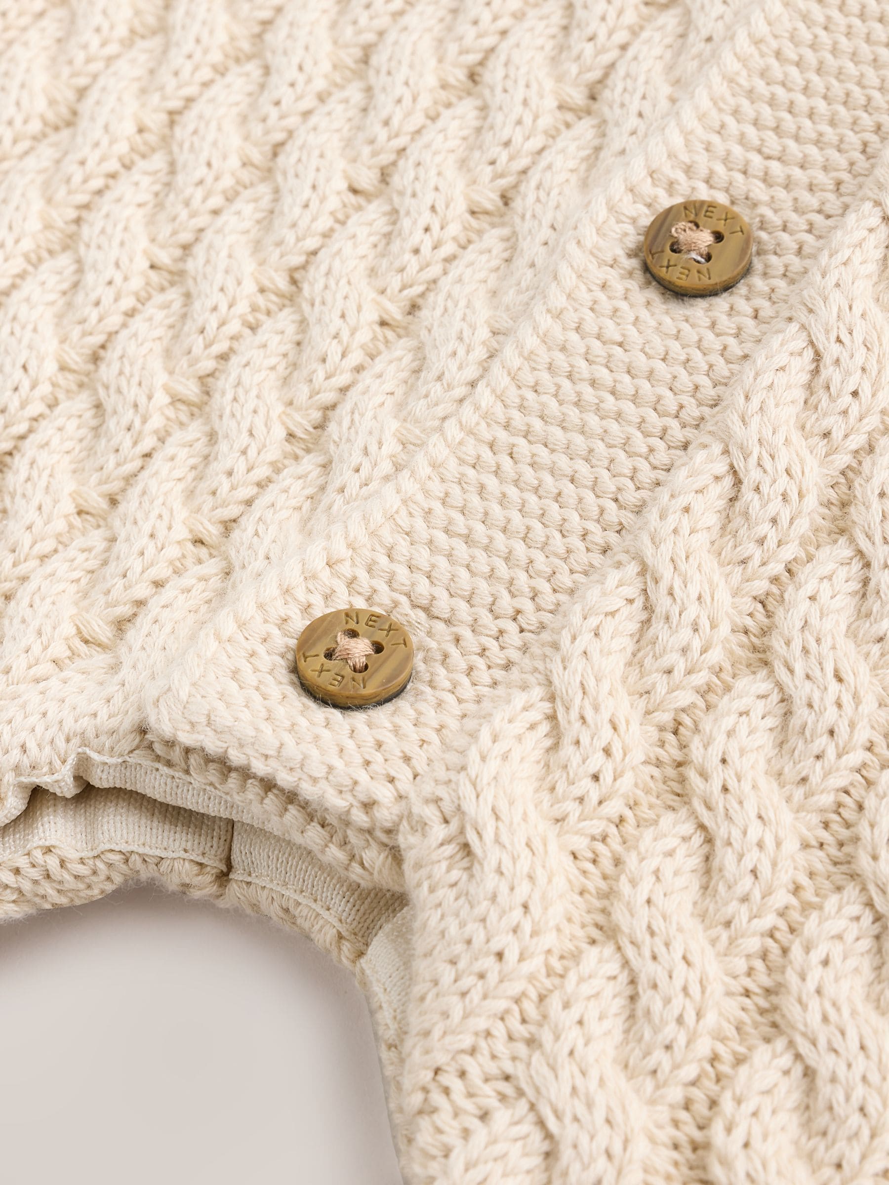 Crème - Baby Knit Hooded Romper (0mths-3yrs)