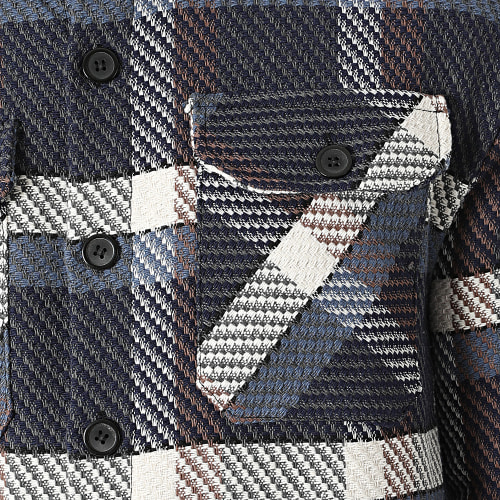 Chemise Manches Longues A Carreaux UP-C076 Bleu Marine