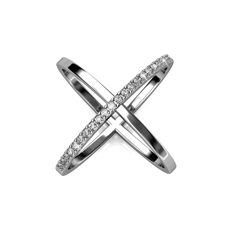 Bague X Duo - Argenté et Cristal