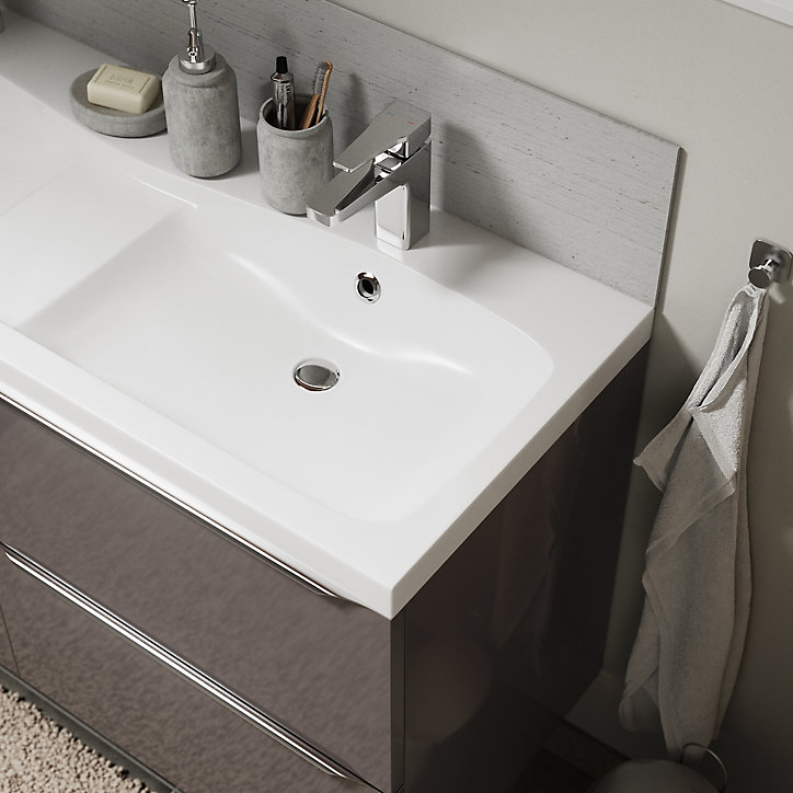Plan double vasque en résine blanc GoodHome Mila 120 cm