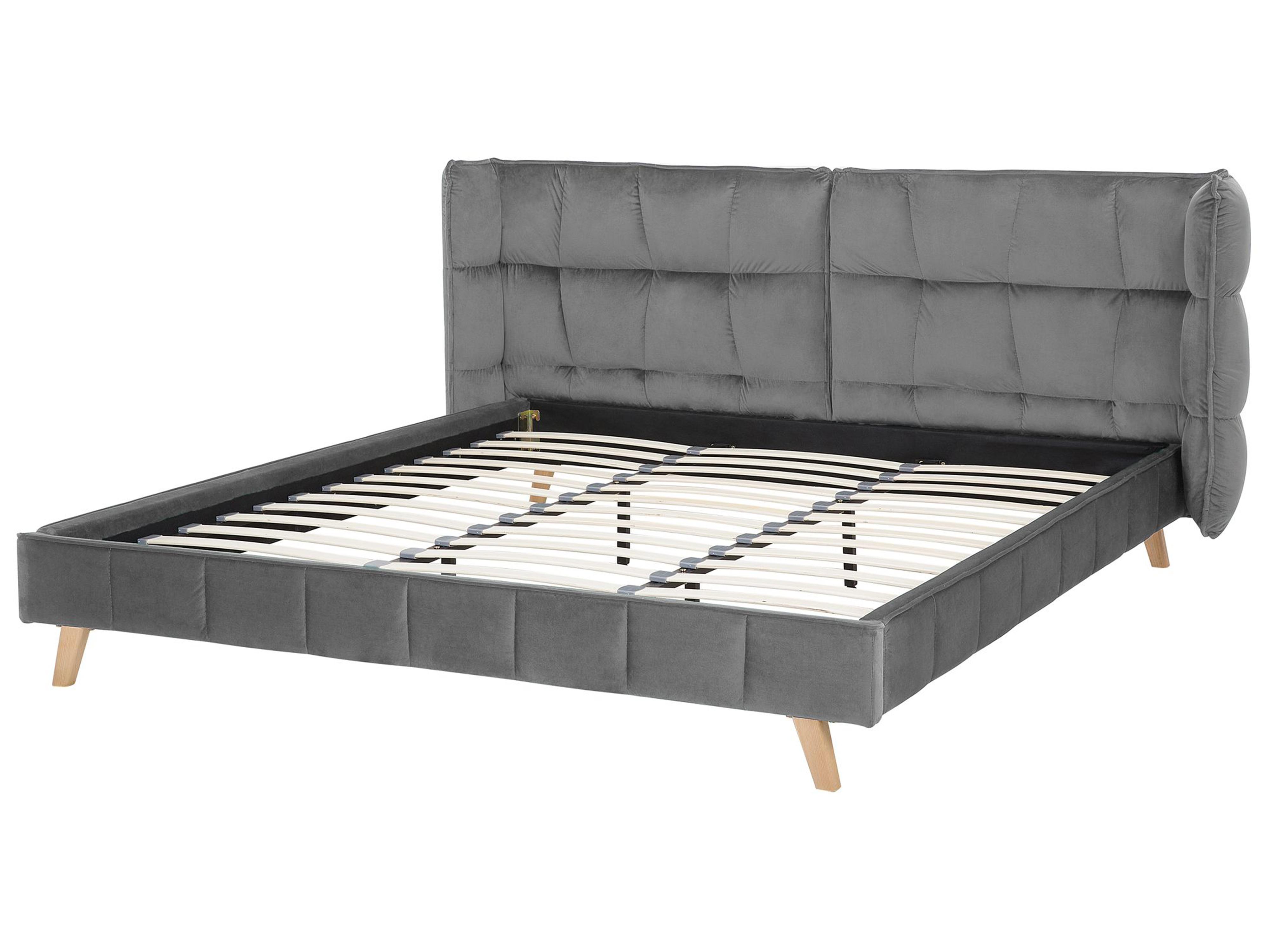 Bed Fluweel SENLIS 180 x 200 cm Grijs