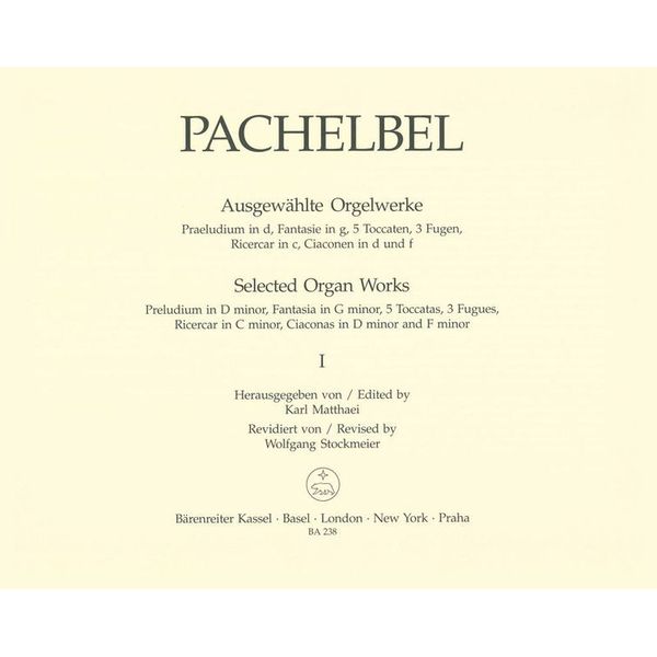 Bärenreiter Pachelbel Orgelwerke 1