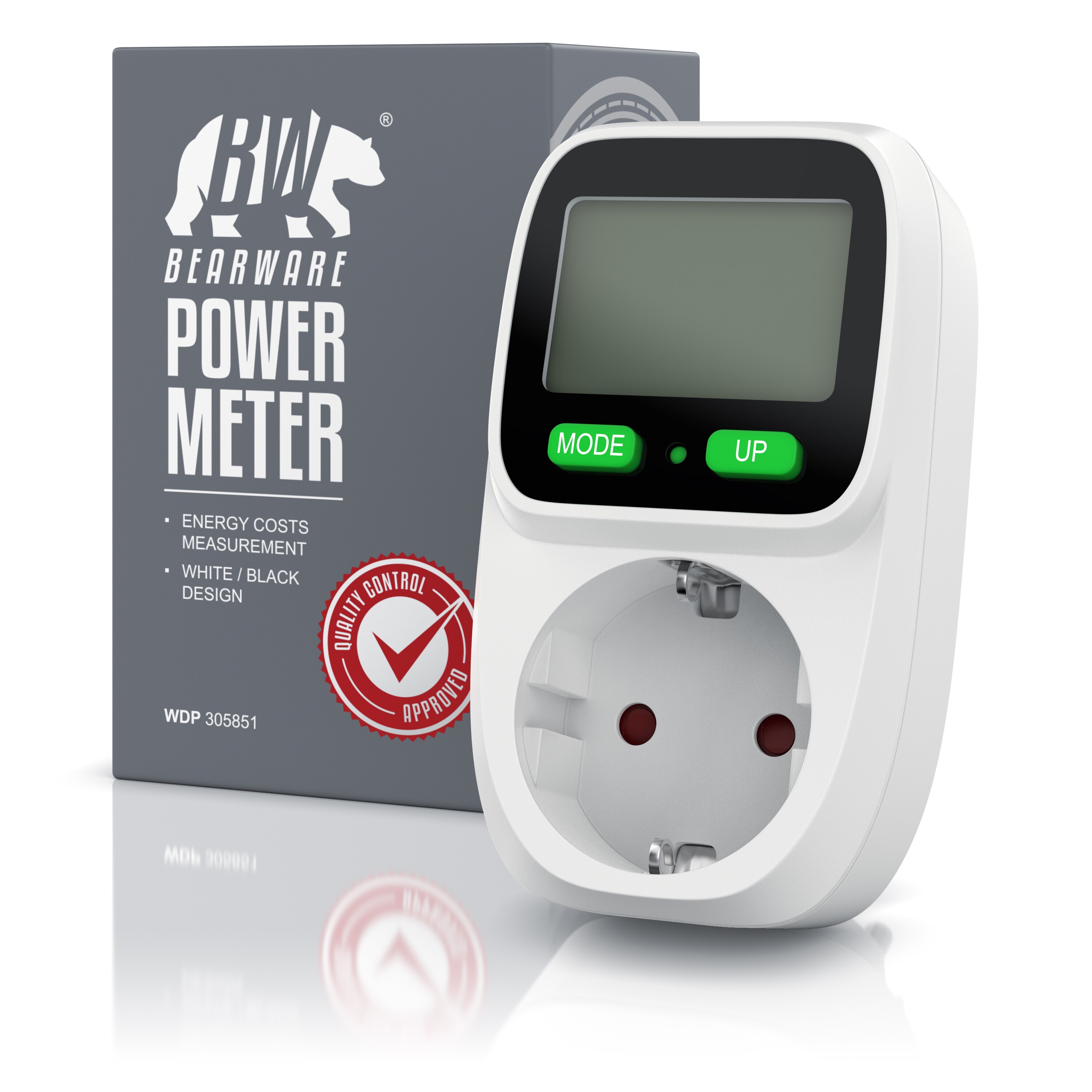BEARWARE - Energiekostenmessgerät Stromkostenmessgerät Stromverbrauchszähler - Standby Verbrauchsmessung ab 0,2W - effektive Kostenüberwachung - 3680W